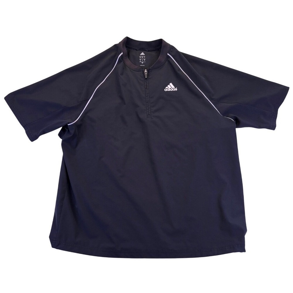 Adidas Mens Short Sleeve Quarter Zip Golf Windbreaker Top Black Size Medium